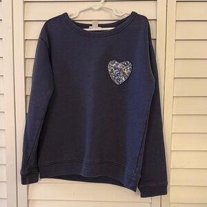 Crewcuts Blue Sweatshirt with Floral Heart Patch
